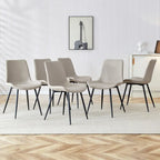 Artificial Leather Backrest Cushion Dining Chair, Black Metal Legs, Curved Widened Cushion Design for more comfort(6 chairs)