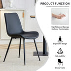 Artificial Leather Backrest Cushion Dining Chair, Black Metal Legs, Curved Widened Cushion Design for more comfort(6 chairs)