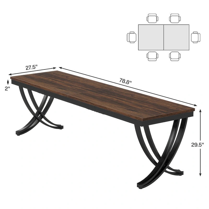 78" Large Computer Desk for Home Office | Minimalist Rectangular Writing Table