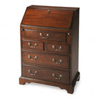 26 Brown Rubberwood Wood Secretary Desk With Five Drawers