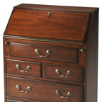 26 Brown Rubberwood Wood Secretary Desk With Five Drawers