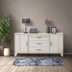 Modern Sideboard with 2 Cabinets and 3 Drawers, Tapered Legs