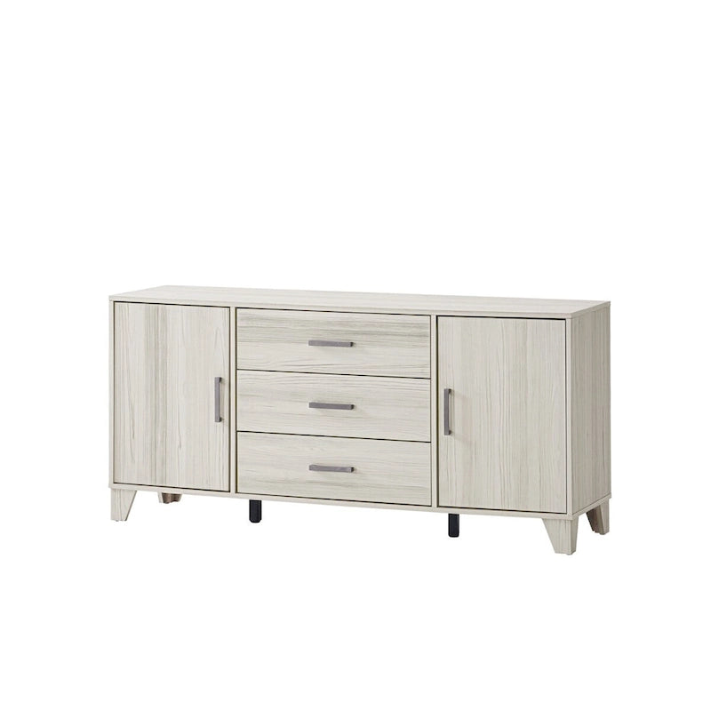 Modern Sideboard with 2 Cabinets and 3 Drawers, Tapered Legs