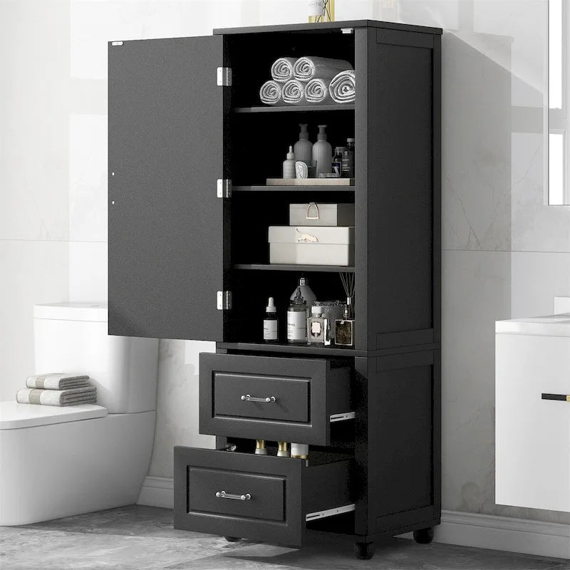 Mobiletto contenitore alto da bagno autoportante con due cassetti