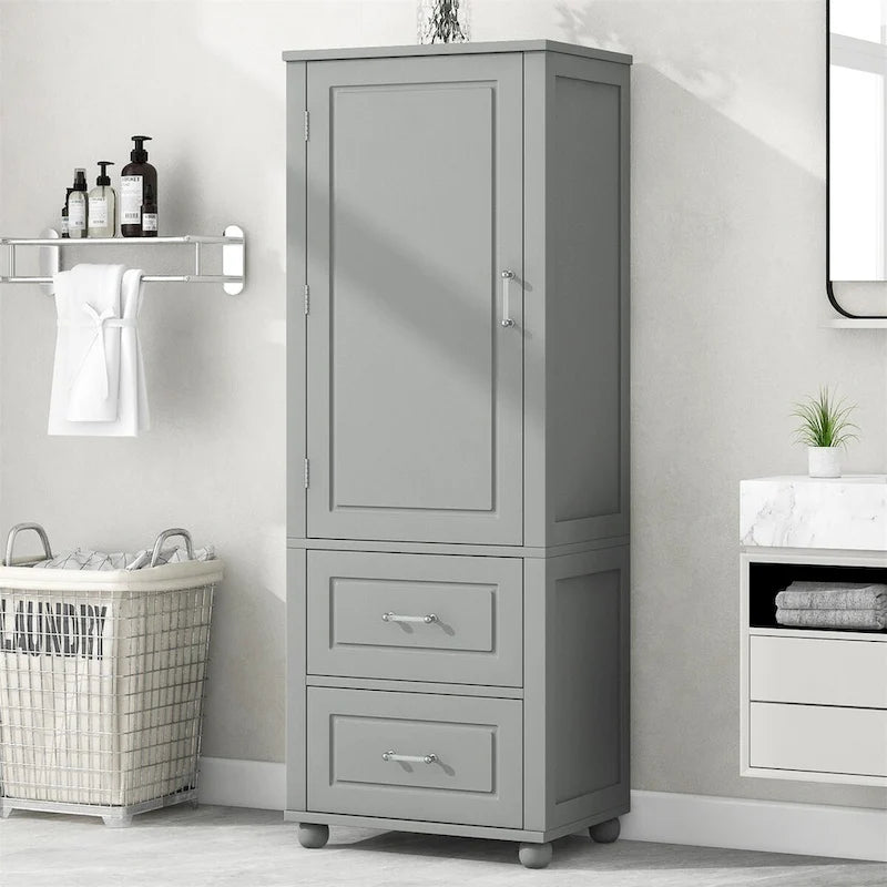 Mobiletto contenitore alto da bagno autoportante con due cassetti