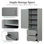 Tall Freestanding Bathroom Storage Cabinet with Two Drawers