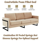3-Seater Upholstered Velvet Sofa with Black Stainless-Steel Base