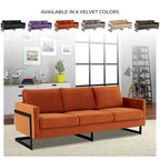 3-Seater Upholstered Velvet Sofa with Black Stainless-Steel Base