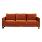3-Seater Upholstered Velvet Sofa with Black Stainless-Steel Base