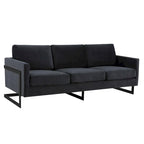 3-Seater Upholstered Velvet Sofa with Black Stainless-Steel Base