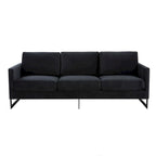 3-Seater Upholstered Velvet Sofa with Black Stainless-Steel Base