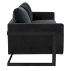 3-Seater Upholstered Velvet Sofa with Black Stainless-Steel Base