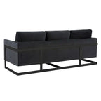 3-Seater Upholstered Velvet Sofa with Black Stainless-Steel Base