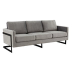 3-Seater Upholstered Velvet Sofa with Black Stainless-Steel Base