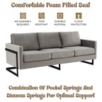 3-Seater Upholstered Velvet Sofa with Black Stainless-Steel Base