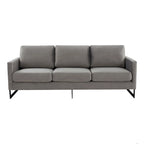 3-Seater Upholstered Velvet Sofa with Black Stainless-Steel Base