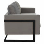 3-Seater Upholstered Velvet Sofa with Black Stainless-Steel Base