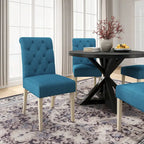 5-Piece Round Dining Set with Cross-Buck Pedestal Table & 4 Tufted Chairs