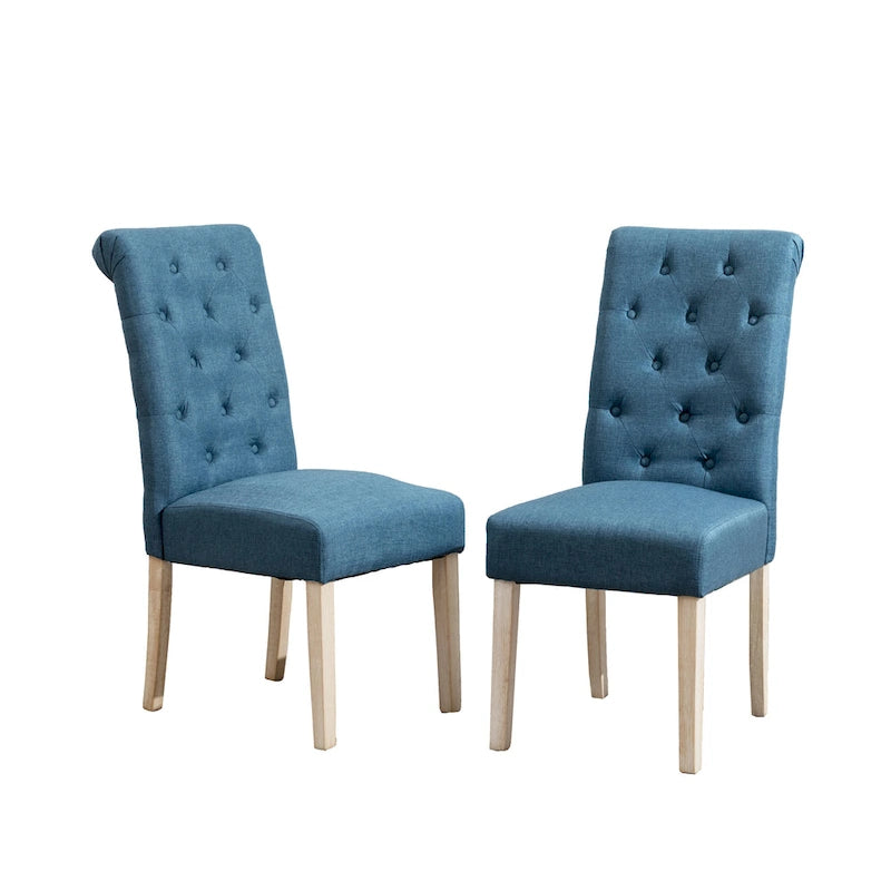 5-Piece Round Dining Set with Cross-Buck Pedestal Table & 4 Tufted Chairs
