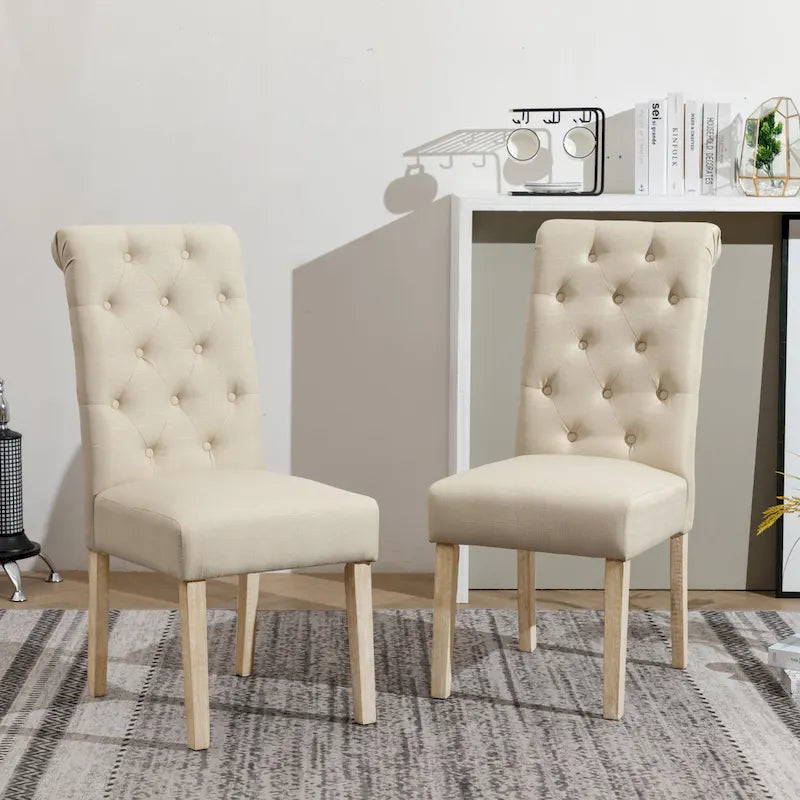 5-Piece Round Dining Set with Cross-Buck Pedestal Table & 4 Tufted Chairs