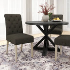 5-Piece Round Dining Set with Cross-Buck Pedestal Table & 4 Tufted Chairs