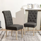 5-Piece Round Dining Set with Cross-Buck Pedestal Table & 4 Tufted Chairs