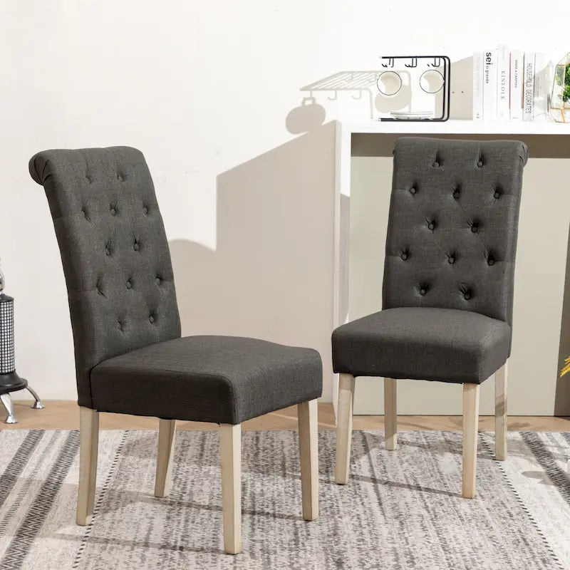 5-Piece Round Dining Set with Cross-Buck Pedestal Table & 4 Tufted Chairs
