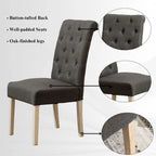 5-Piece Round Dining Set with Cross-Buck Pedestal Table & 4 Tufted Chairs