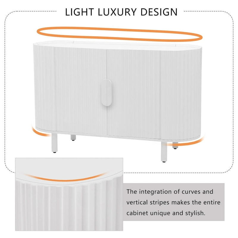 Curved Design Light Luxury Sideboard with Adjustable Shelves