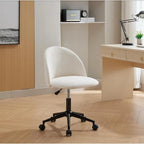 Mid-Back Boucle Upholstered Swivel Office Chair with Adjustable Height & Wheels