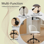 Mid-Back Boucle Upholstered Swivel Office Chair with Adjustable Height & Wheels
