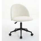 Mid-Back Boucle Upholstered Swivel Office Chair with Adjustable Height & Wheels