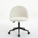 Mid-Back Boucle Upholstered Swivel Office Chair with Adjustable Height & Wheels