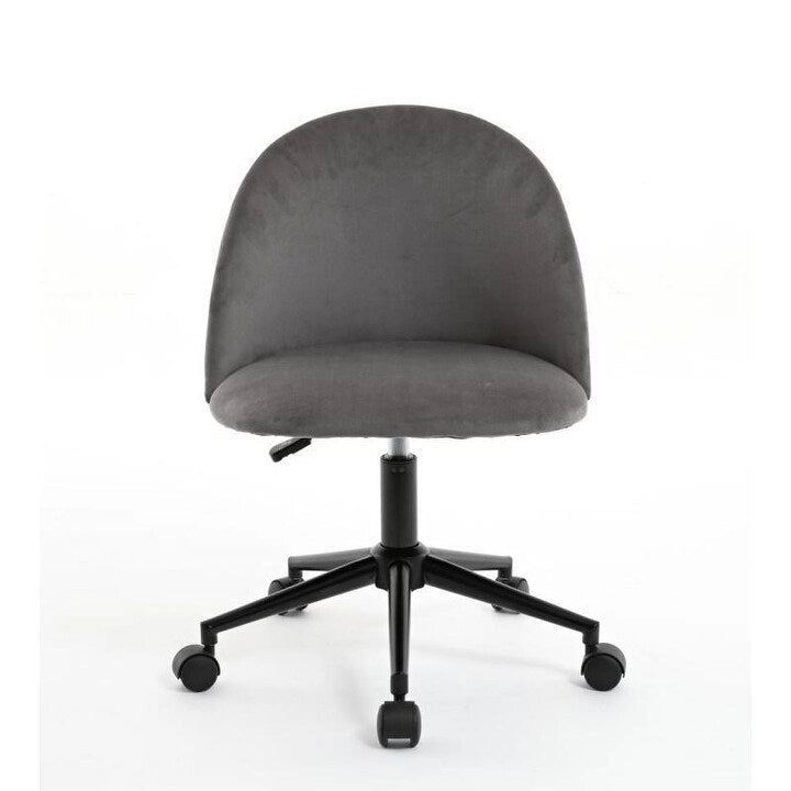 Mid-Back Boucle Upholstered Swivel Office Chair with Adjustable Height & Wheels