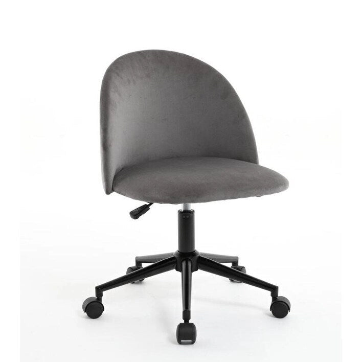 Mid-Back Boucle Upholstered Swivel Office Chair with Adjustable Height & Wheels