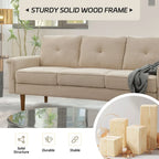 Modern Fabric Indoor Sofa with Cushions and Solid Wood Legs