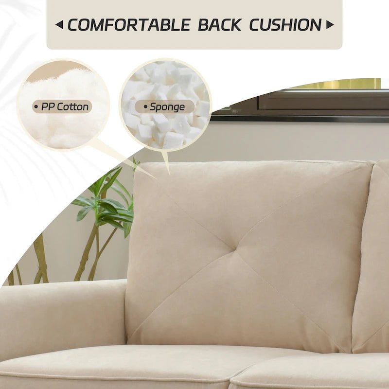 Modern Fabric Indoor Sofa with Cushions and Solid Wood Legs