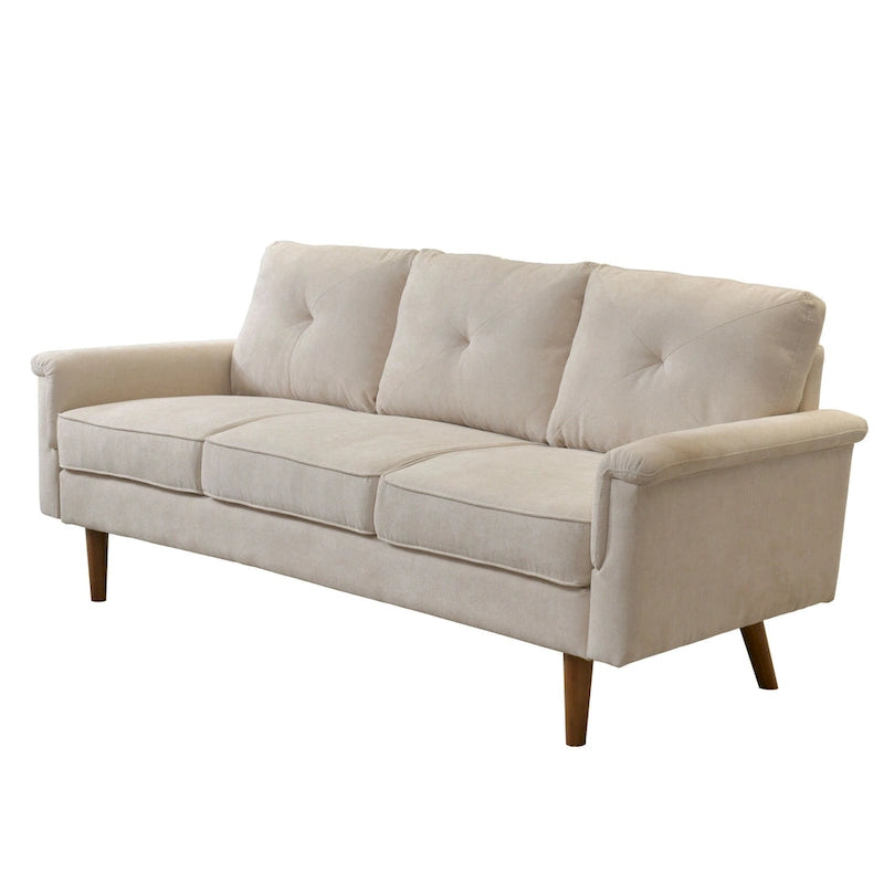 Modern Fabric Indoor Sofa with Cushions and Solid Wood Legs