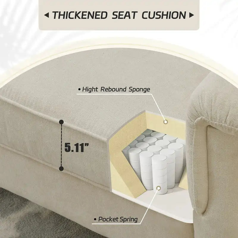 Modern Fabric Indoor Sofa with Cushions and Solid Wood Legs