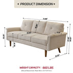 Modern Fabric Indoor Sofa with Cushions and Solid Wood Legs